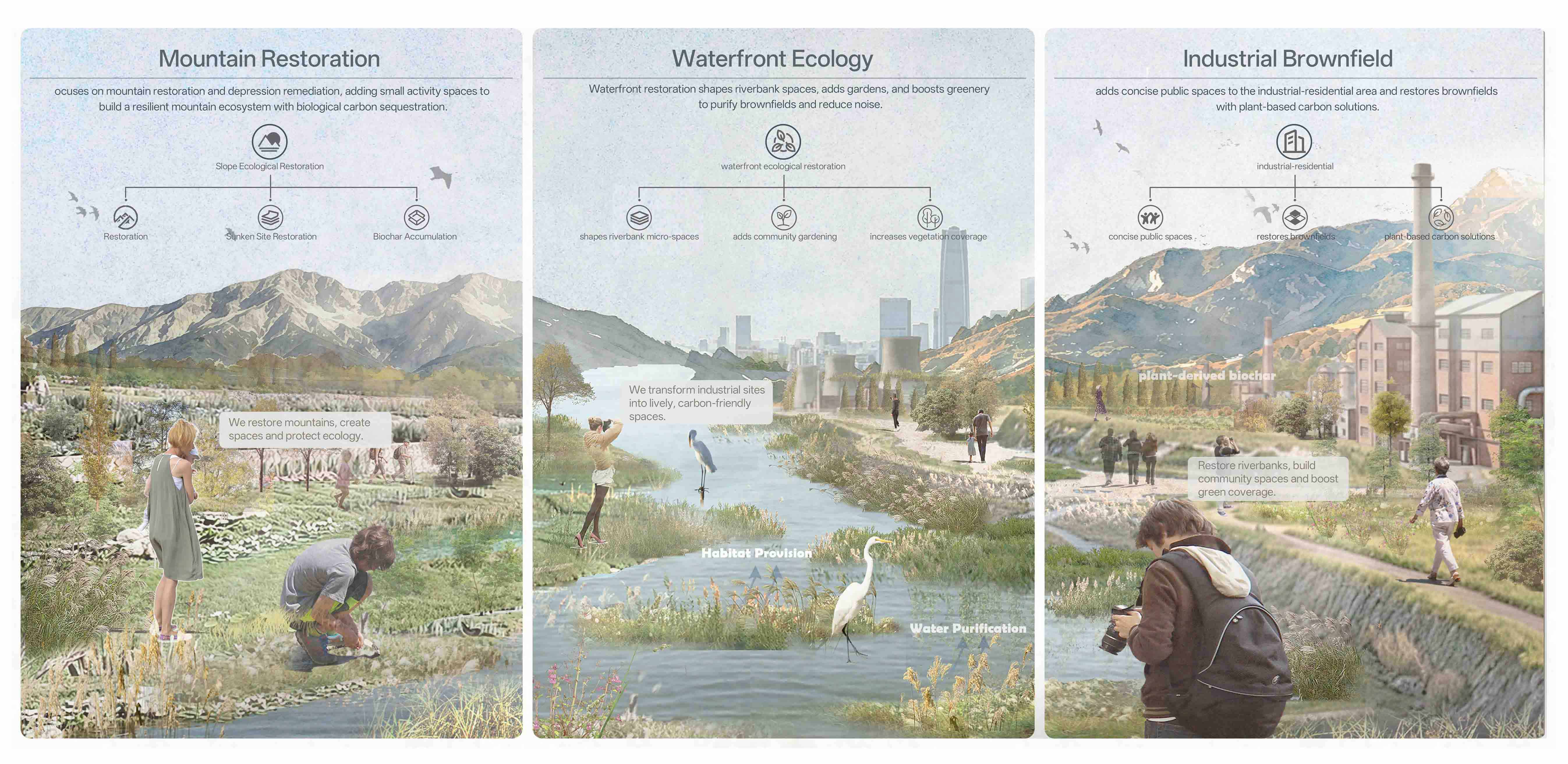 Regeneration strategy with mountain, waterfront and industrial zones